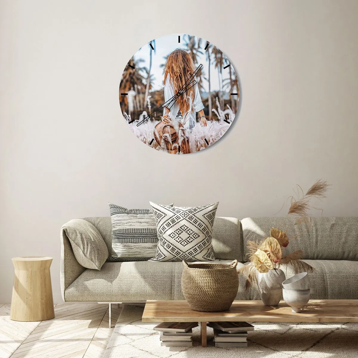 Wanduhr - Glasuhr - Geboren aus Grasflaum - 30x30 cm