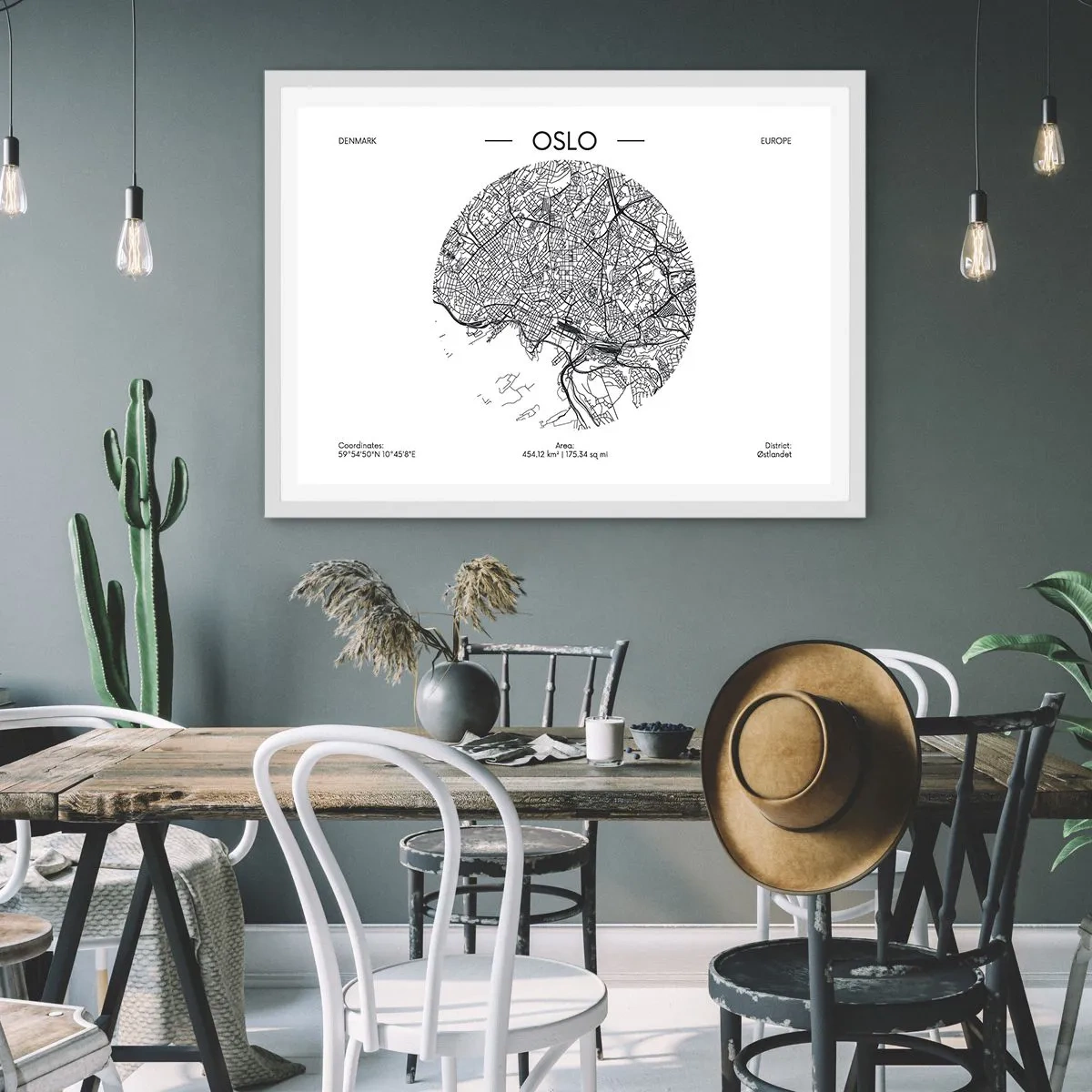 Poster in einem weißen Rahmen - Anatomie von Oslo - 91x61 cm