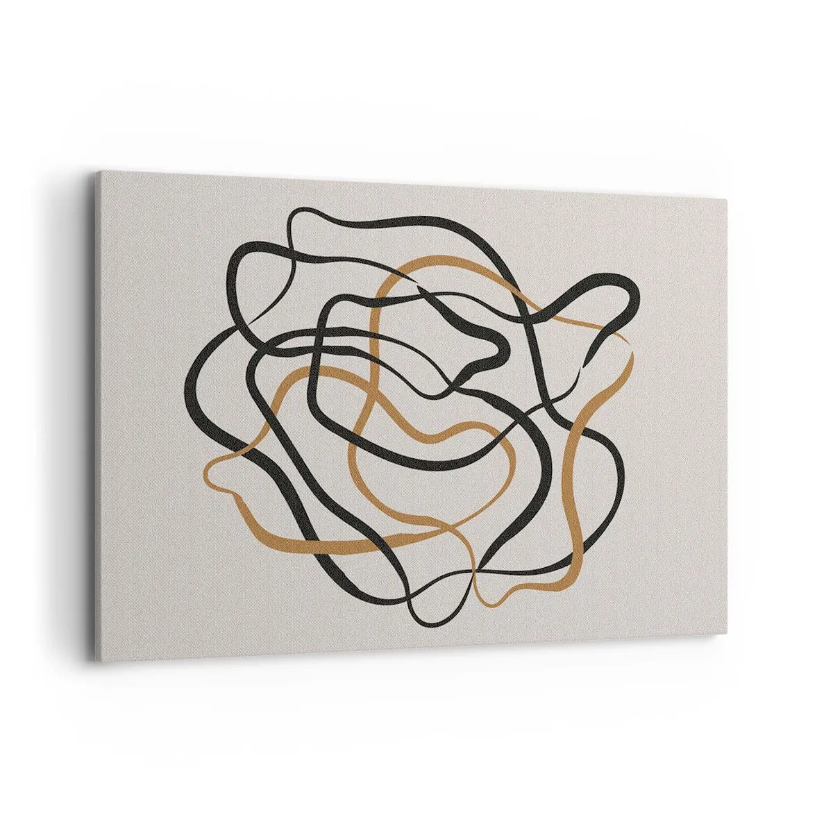 Bild auf Leinwand - Leinwandbild - Verworrene Linien in Schwarz und Gold auf hellem Hintergrund - 120x80cm - Alles ging schief - Moderne Wanddekoration für Wohnzimmer und Schlafzimmer ARTTOR