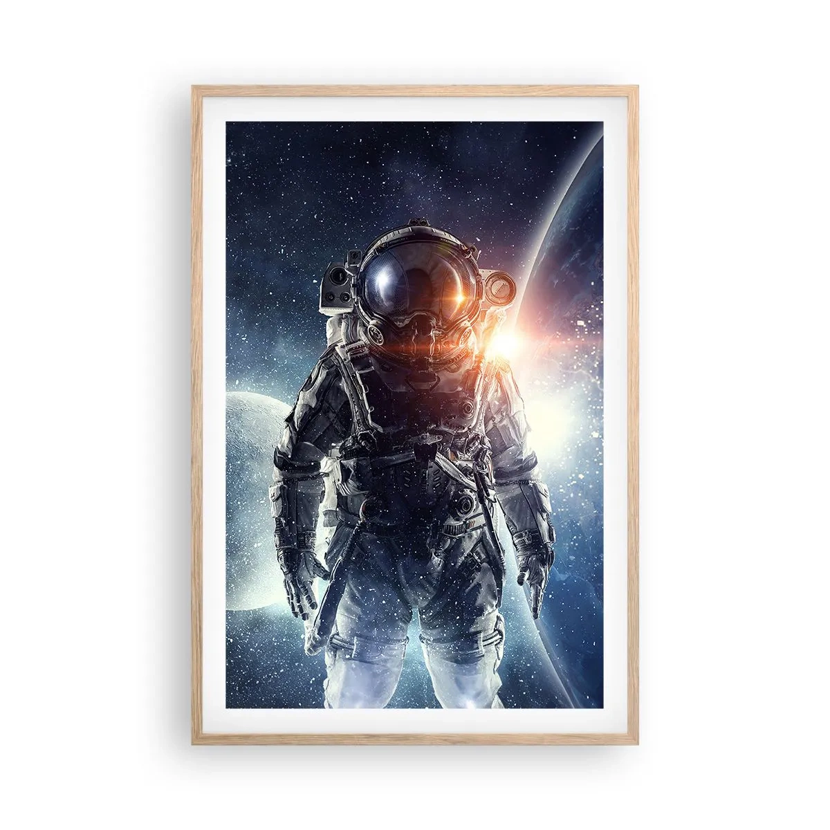 Poster in einem Rahmen aus heller Eiche - Weltraumabenteuer - 61x91 cm