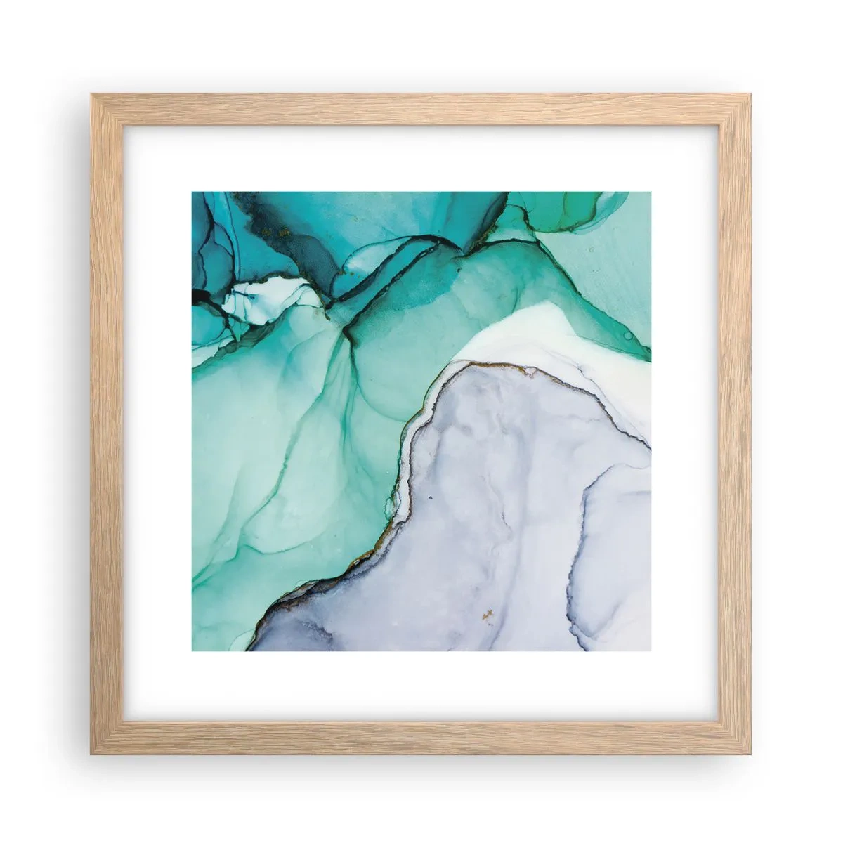 Poster in einem Rahmen aus heller Eiche - Eine Studie in Türkis - 30x30 cm