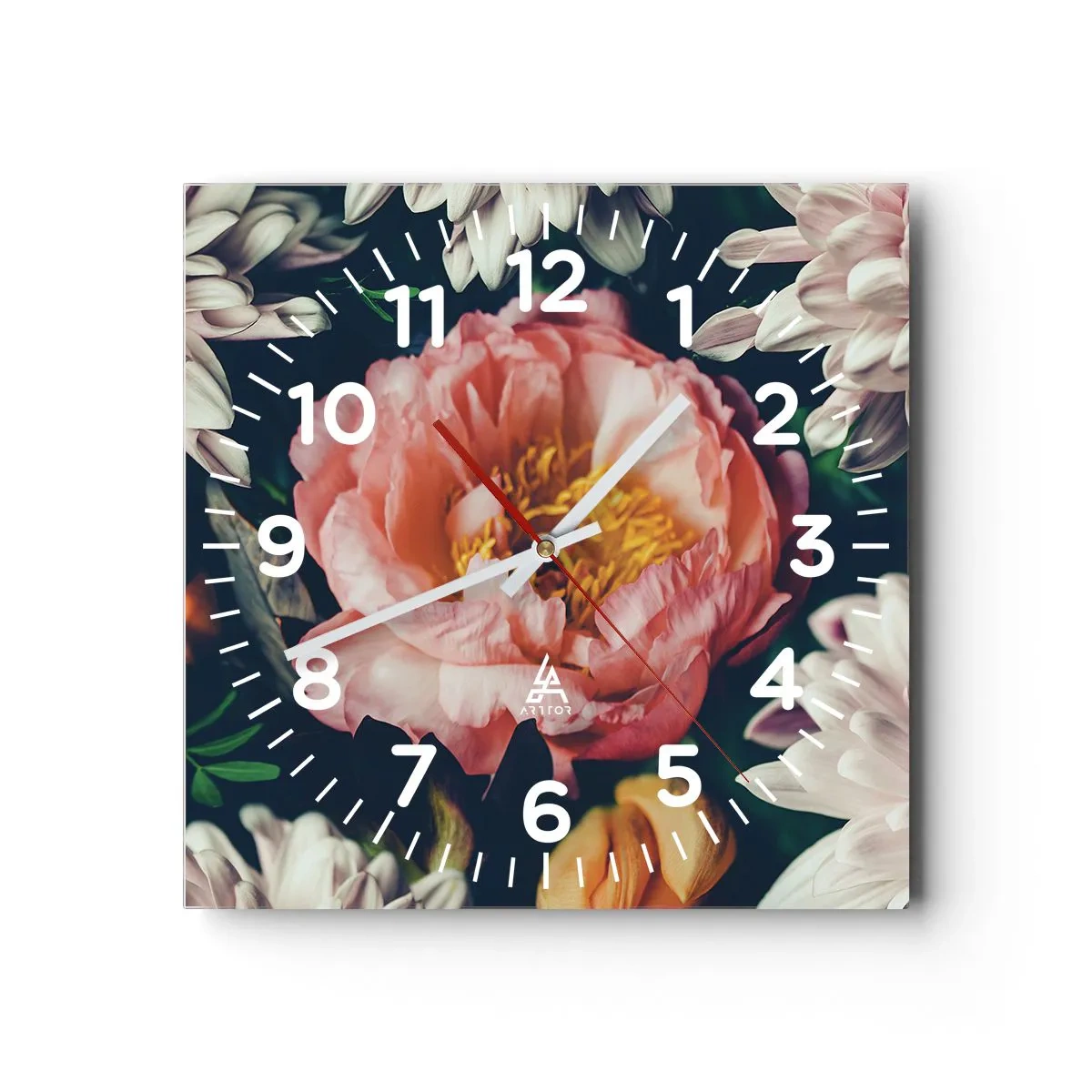 Wanduhr - Glasuhr - Mit barocker Pracht - 40x40 cm
