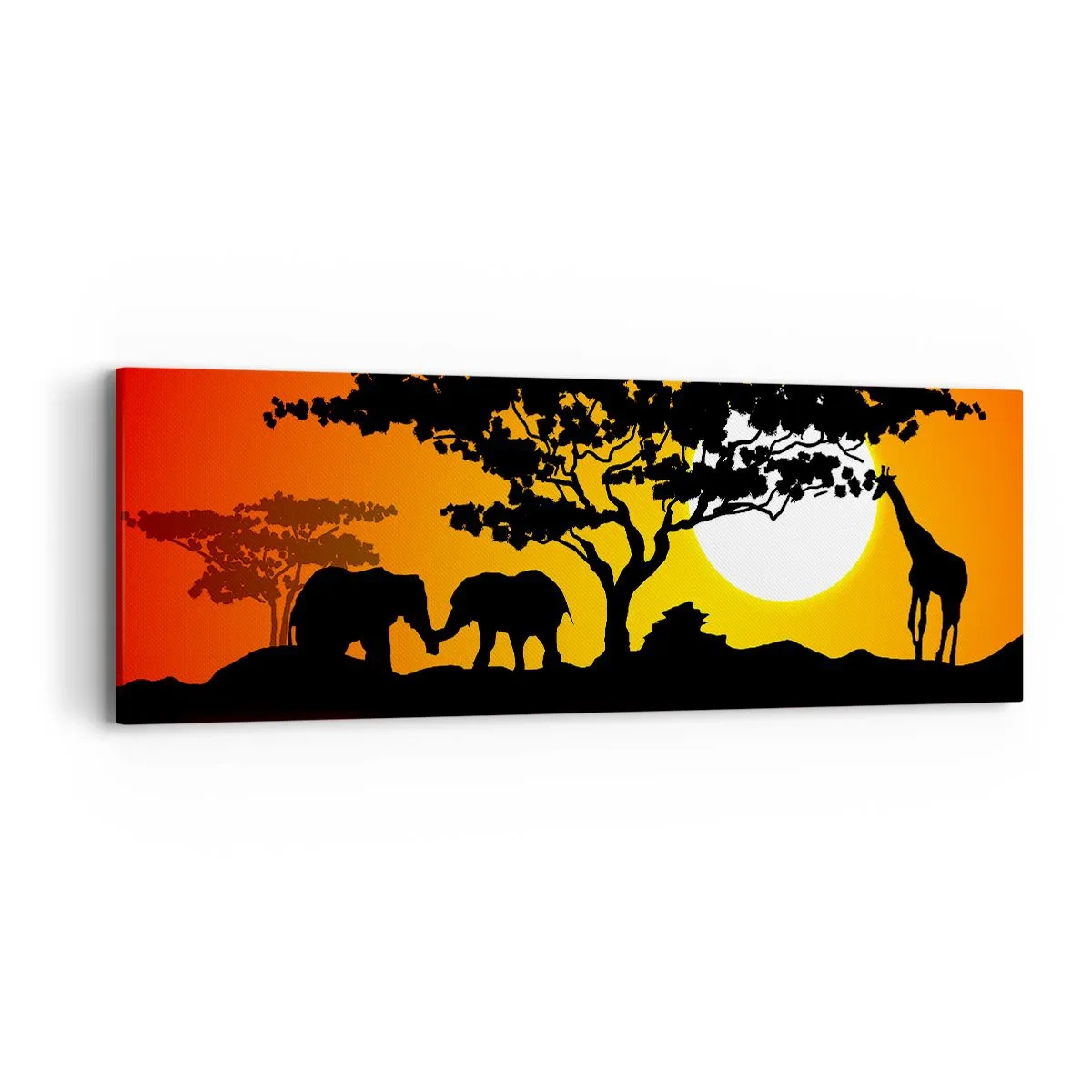 Bild auf Leinwand - Leinwandbild - Treffen in der Savanne - 90x30 cm