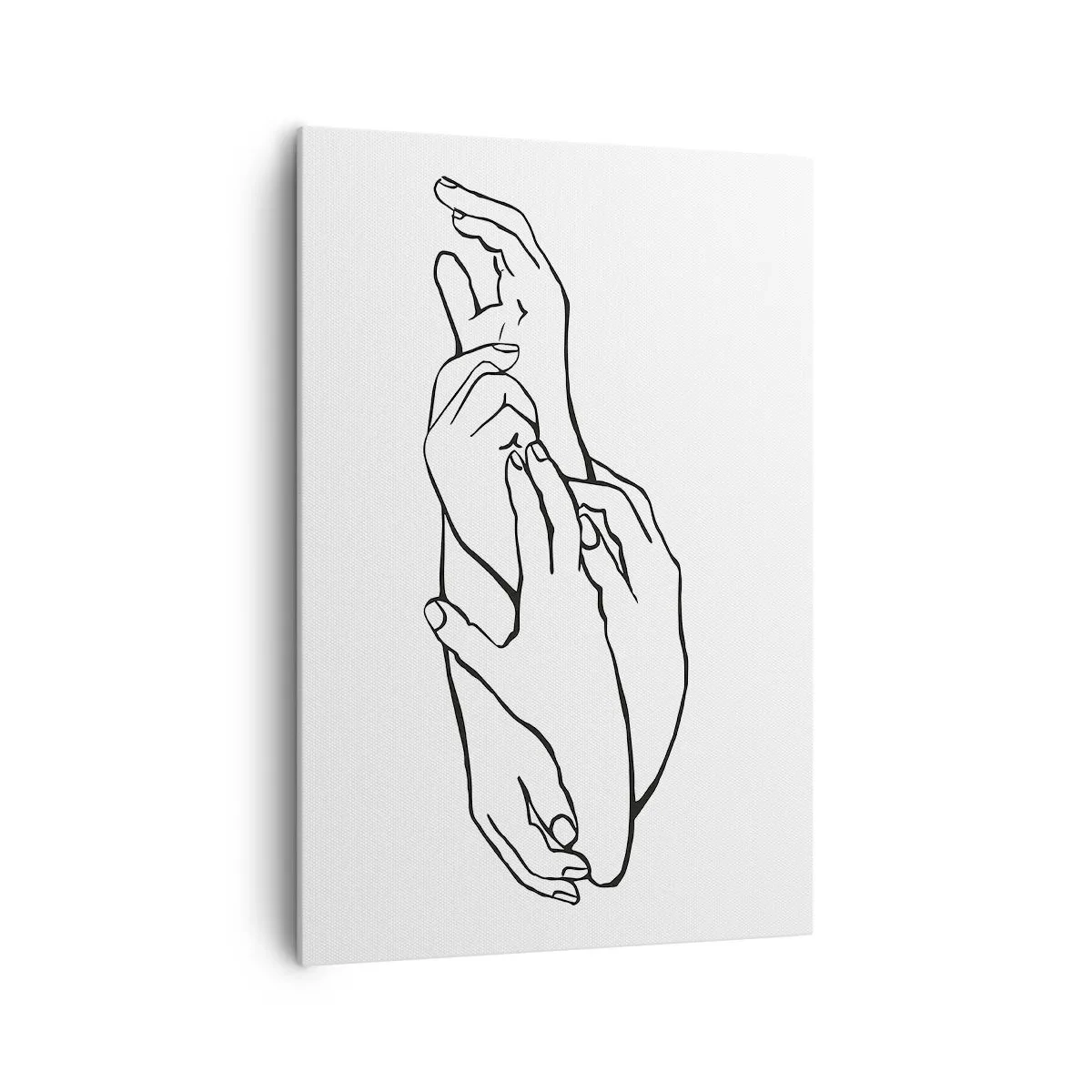 Bild auf Leinwand - Leinwandbild - Eine minimalistische Skizze von Händen, die in einer zarten Geste gefaltet sind. - 70x100cm - Gute Geste - Moderne Wanddekoration für Wohnzimmer und Schlafzimmer ARTTOR