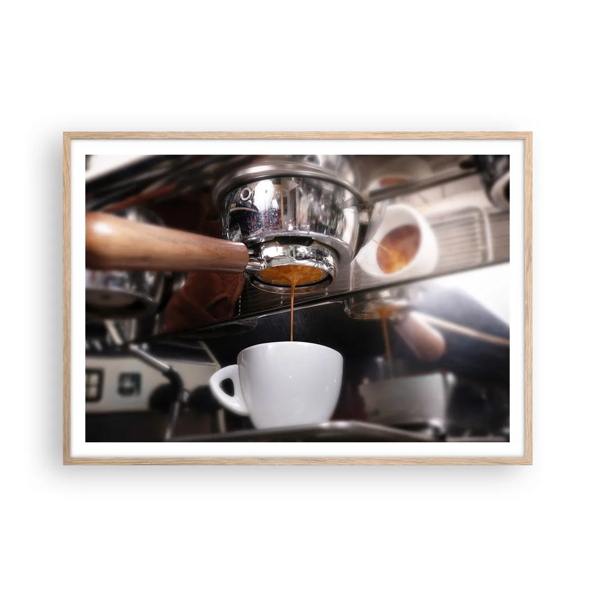 Poster in einem Rahmen aus heller Eiche - Gute Zeit des Tages - 100x70 cm