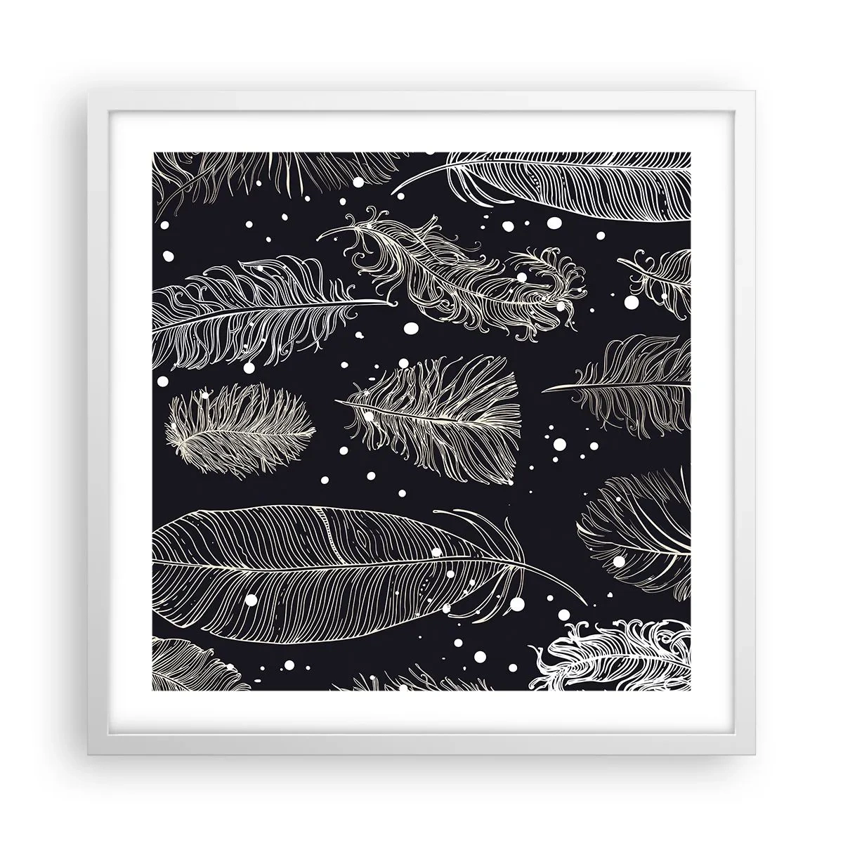 Poster in einem weißen Rahmen - Gefiederte Spitze - 50x50 cm