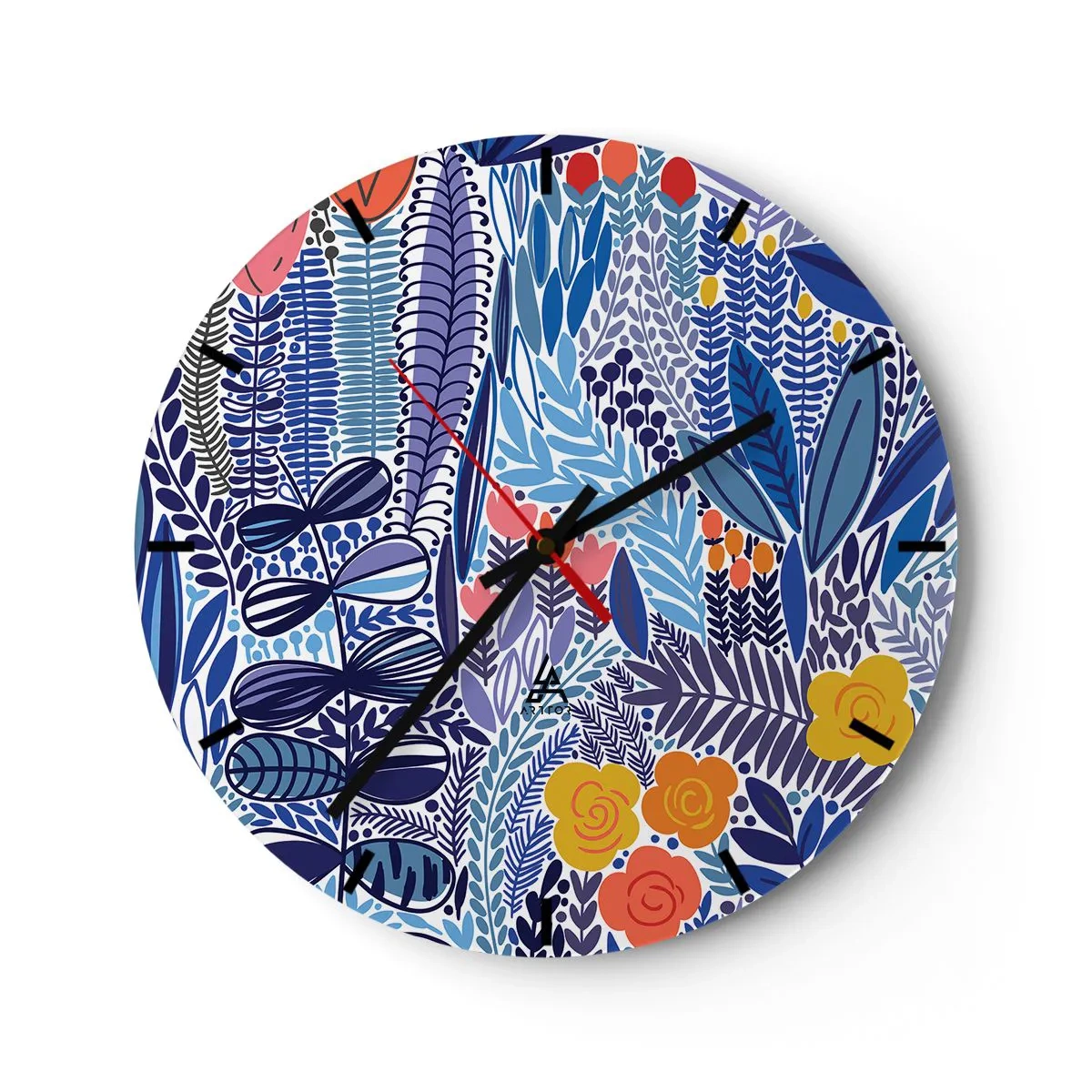 Wanduhr - Glasuhr - Hawaiianischer Garten - 40x40 cm