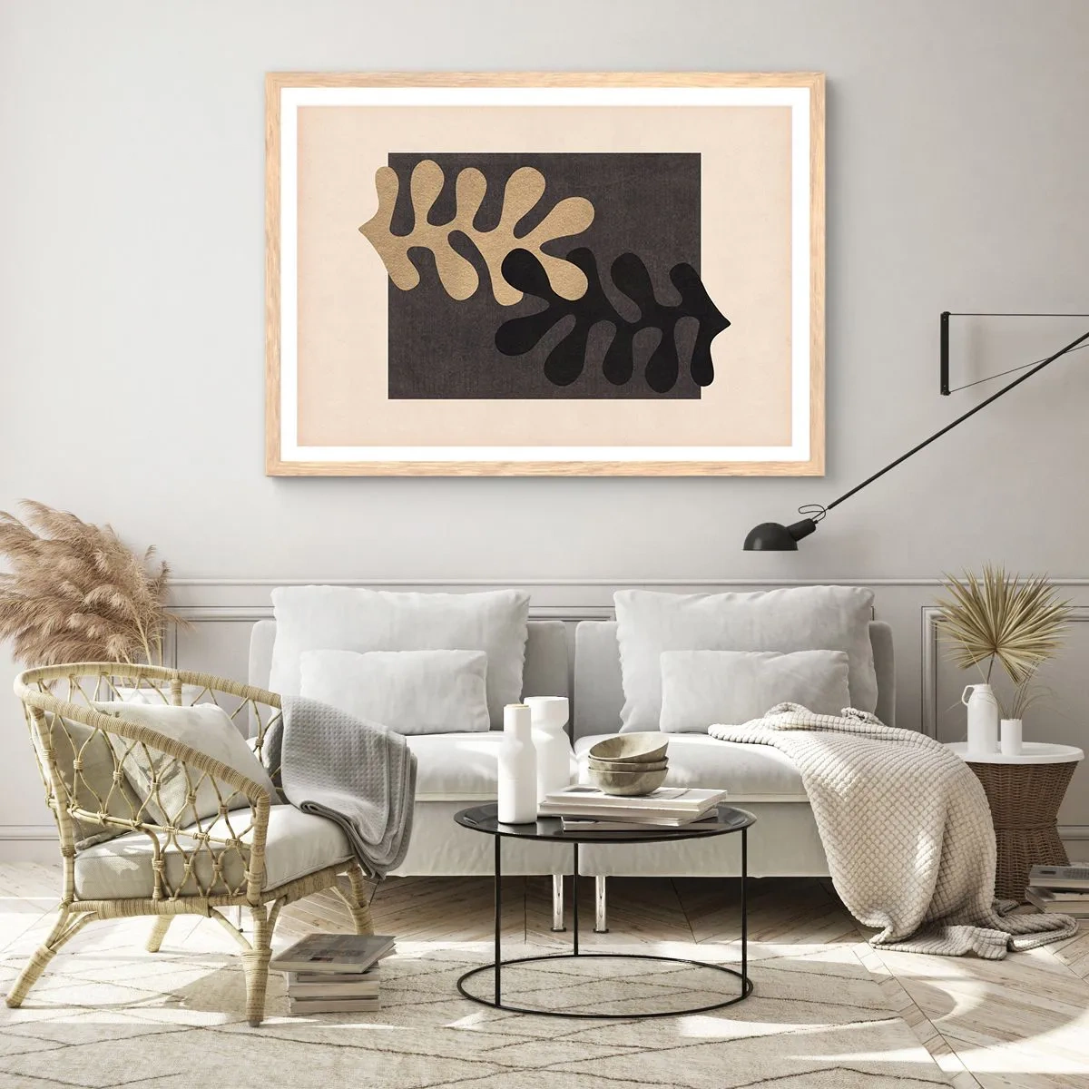 Poster in einem Rahmen aus heller Eiche - Abwesenheit und Ergänzung - 70x50 cm