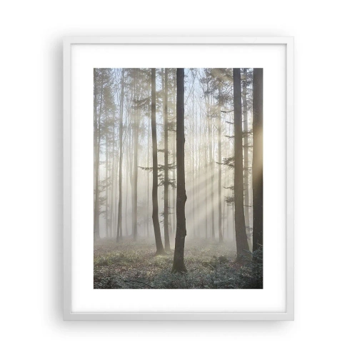 Poster in einem weißen Rahmen - Der Nebel ist auch aufgewacht - 40x50 cm