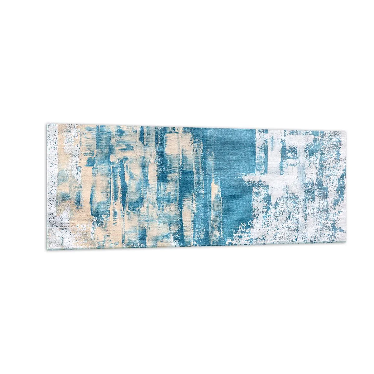 Glasbild - Bild auf glas - Abstrakte Komposition in Blau- und Weißtönen - 140x50cm - Durch einen Eiszapfen - Moderne Wanddekoration für Wohnzimmer und Schlafzimmer ARTTOR