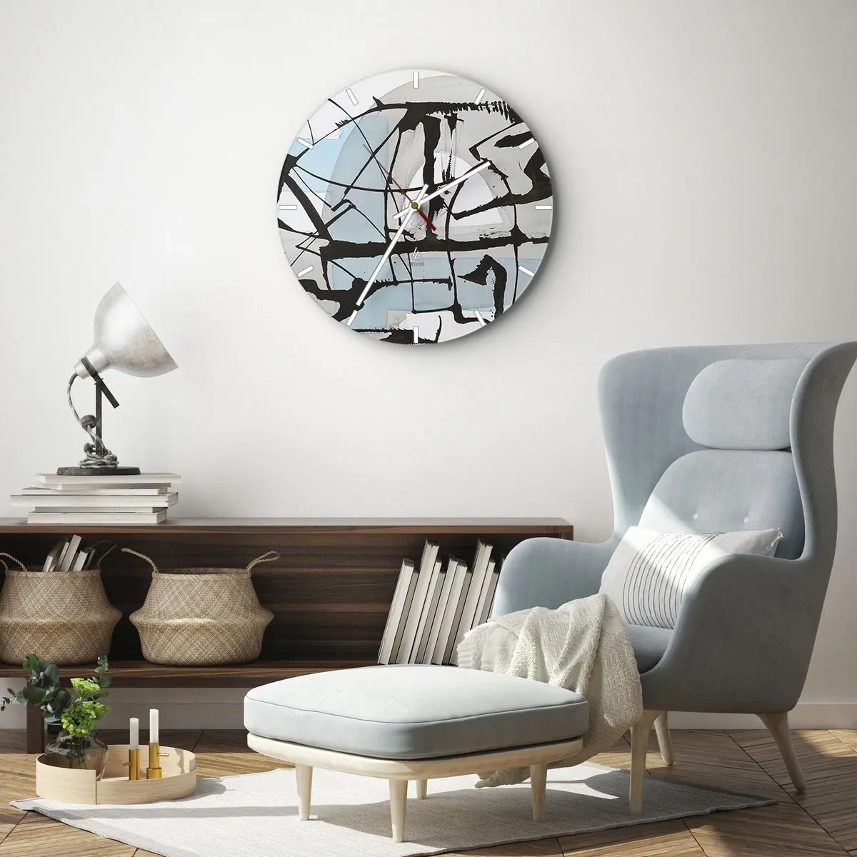 Wanduhr - Glasuhr - Trotzdem blau - 40x40 cm