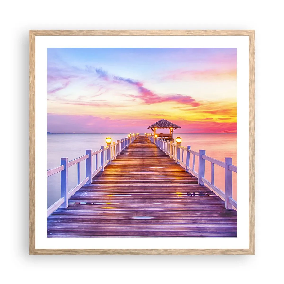 Poster in einem Rahmen aus heller Eiche - Die lila-goldene Stille des Abends - 60x60 cm