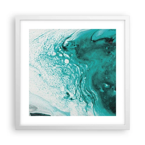 Poster in einem weißen Rahmen - Verschmelzen in Weiß und Türkis - 40x40 cm