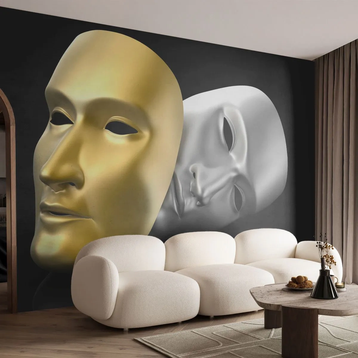 Fototapete Premium Sand - Das Leben ist wie ein Theater - Haube, Stück, Theater - 250x175 cm