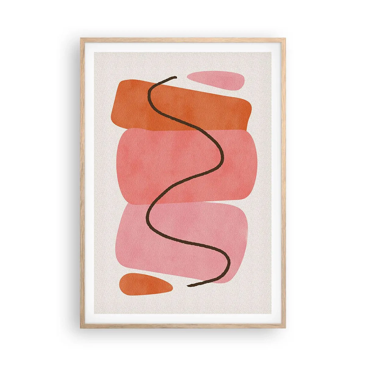 Poster in einem Rahmen aus heller Eiche - Sanfte Bewegung der Formen - 70x100 cm