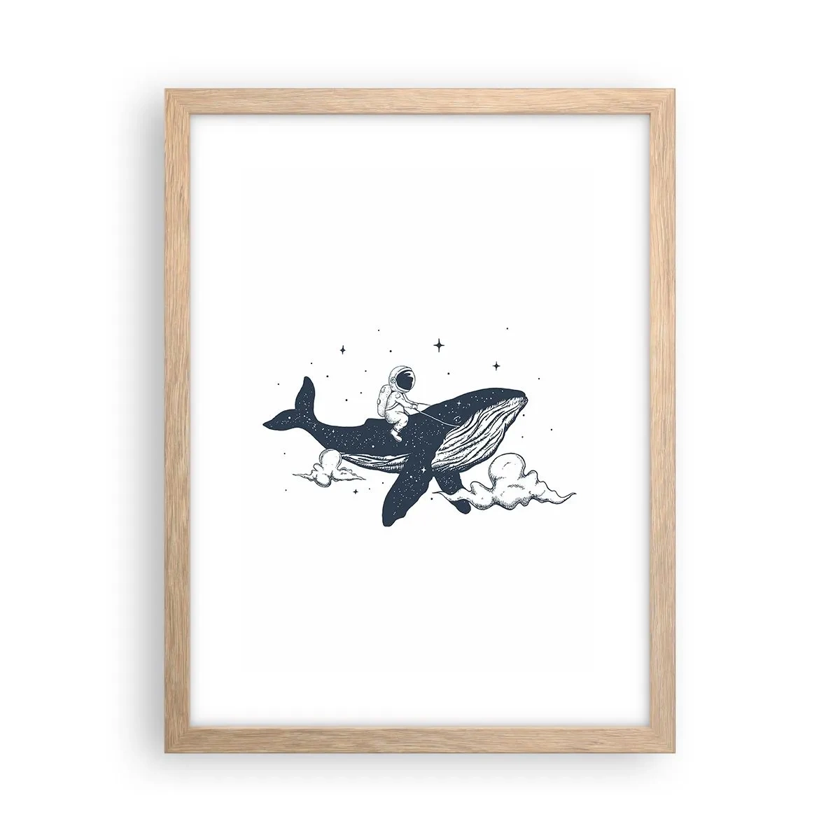 Poster in einem Rahmen aus heller Eiche - Weltraumabenteuer - 30x40 cm