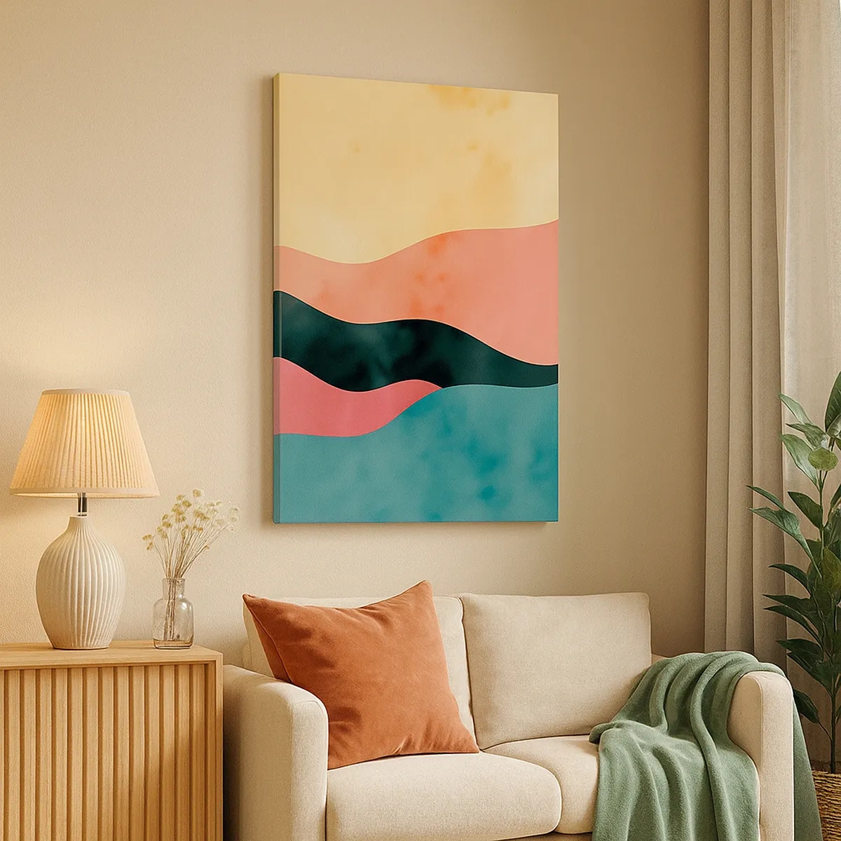 Bild auf Leinwand - Leinwandbild - Abstrakte Wellen in Pastellfarben - 50x70cm - Konforme Nichtkonformität - Moderne Wanddekoration für Wohnzimmer und Schlafzimmer ARTTOR