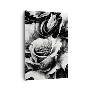 Bild auf Leinwand - Leinwandbild - Schwarze und weiße Rosen in einer eleganten Komposition - 70x100cm - Immer Königin - Moderne Wanddekoration für Wohnzimmer und Schlafzimmer ARTTOR