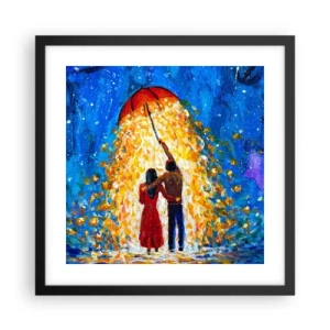 Poster in einem schwarzem Rahmen - Zauber eines Regenabends? - 40x40 cm