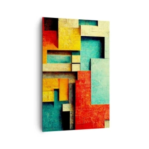 Bild auf Leinwand - Leinwandbild - Abstrakte geometrische Formen in leuchtenden Farben - 80x120cm - Festival der rechten Winkel - Moderne Wanddekoration für Wohnzimmer und Schlafzimmer ARTTOR