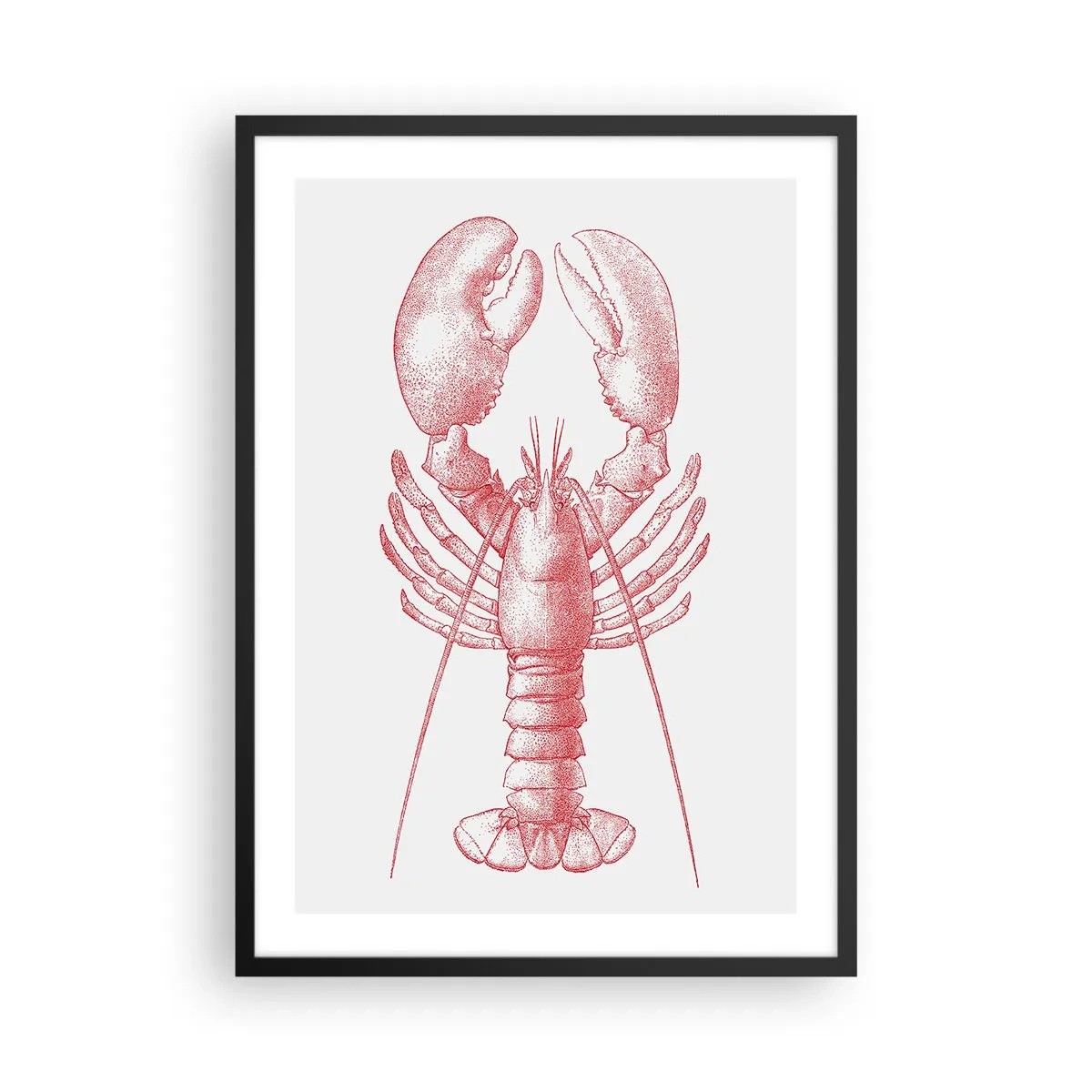 Poster in einem schwarzem Rahmen - Vintage Hummer Zeichnung auf einem hellen Hintergrund - 50x70cm - Hummer, der Homers würdig ist - Moderne Wanddekoration für Wohnzimmer und Schlafzimmer ARTTOR