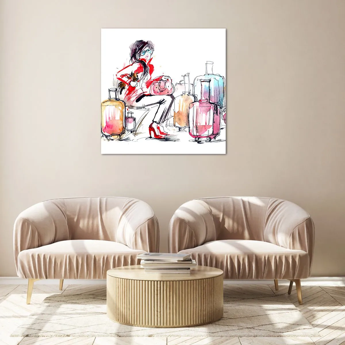 Glasbild - Bild auf glas - Setzen wir uns vor der Reise hin - 60x60 cm