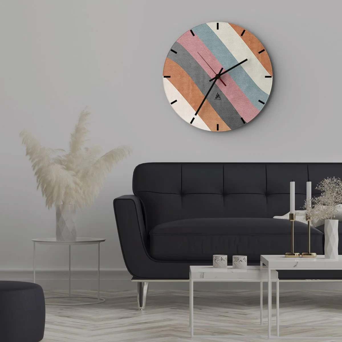 Wanduhr - Glasuhr - Diagonale Komposition – Bewegung - 30x30 cm