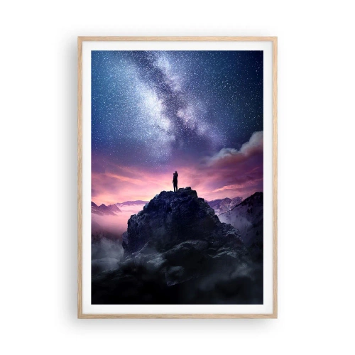 Poster in einem Rahmen aus heller Eiche - Und er fühlte das Leben - 70x100 cm