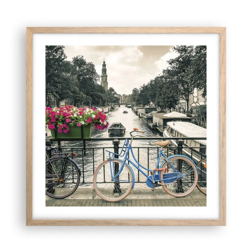 Poster in einem Rahmen aus heller Eiche - Die Farben der Amsterdamer Straße - 50x50 cm