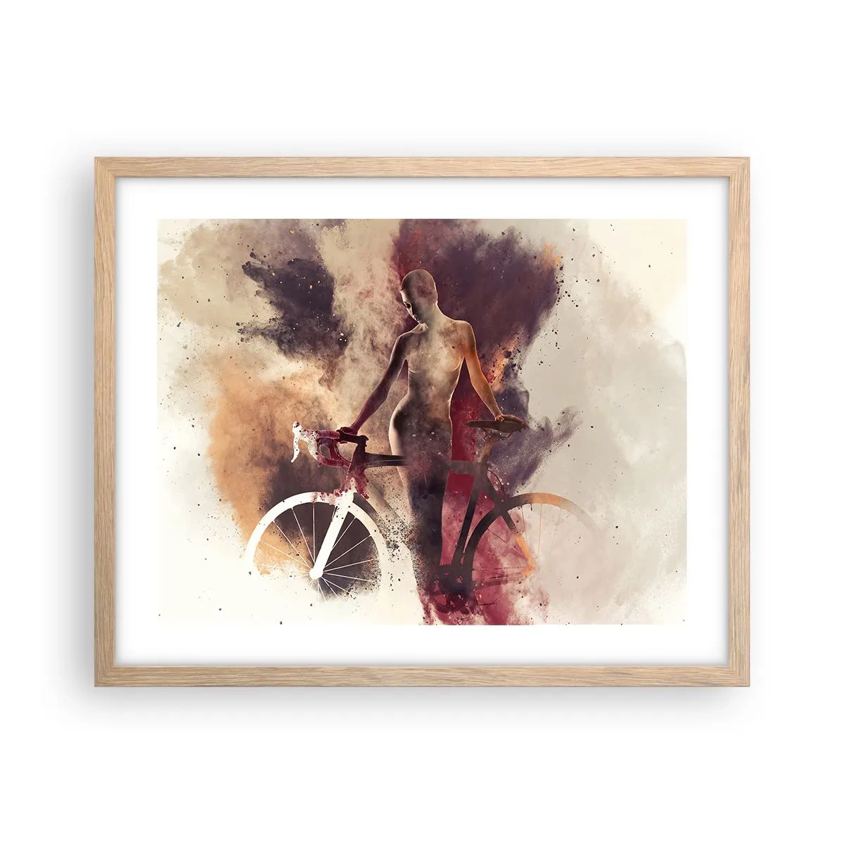 Poster in einem Rahmen aus heller Eiche - Eine Fahrradseele in Marmorformen - 50x40 cm