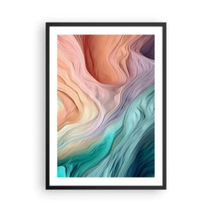 Poster in einem schwarzem Rahmen - Eine abstrakte Komposition aus Wellenlinien in Pastellfarben. - 50x70cm - Regenbogenwelle - Moderne Wanddekoration für Wohnzimmer und Schlafzimmer ARTTOR