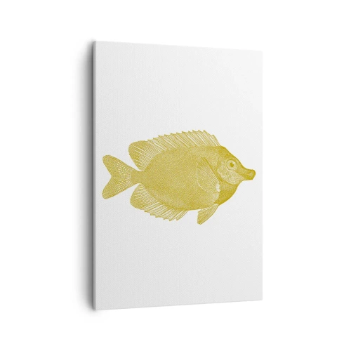 Bild auf Leinwand - Leinwandbild - Vintage Goldfisch auf hellem Hintergrund - 50x70cm - Fisch und das war’s - Moderne Wanddekoration für Wohnzimmer und Schlafzimmer ARTTOR