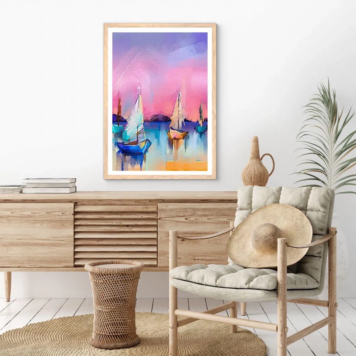 Poster in einem Rahmen aus heller Eiche - Richtung: breites Wasser - 30x40 cm