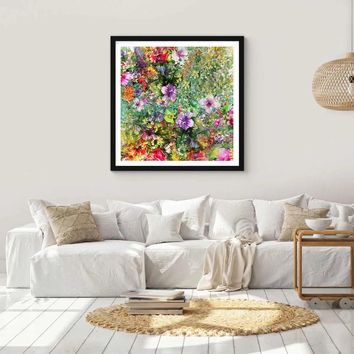 Poster in einem schwarzem Rahmen - In Blumen für das Verderben - 40x40 cm
