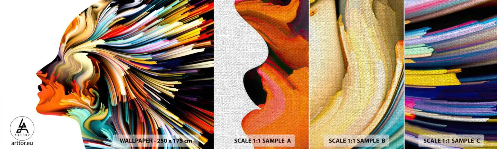 Fototapeten Muster Premium Canvas - Eine Explosion der Fantasie - Abstraktion, Frau, Grafik - 100x30 cm