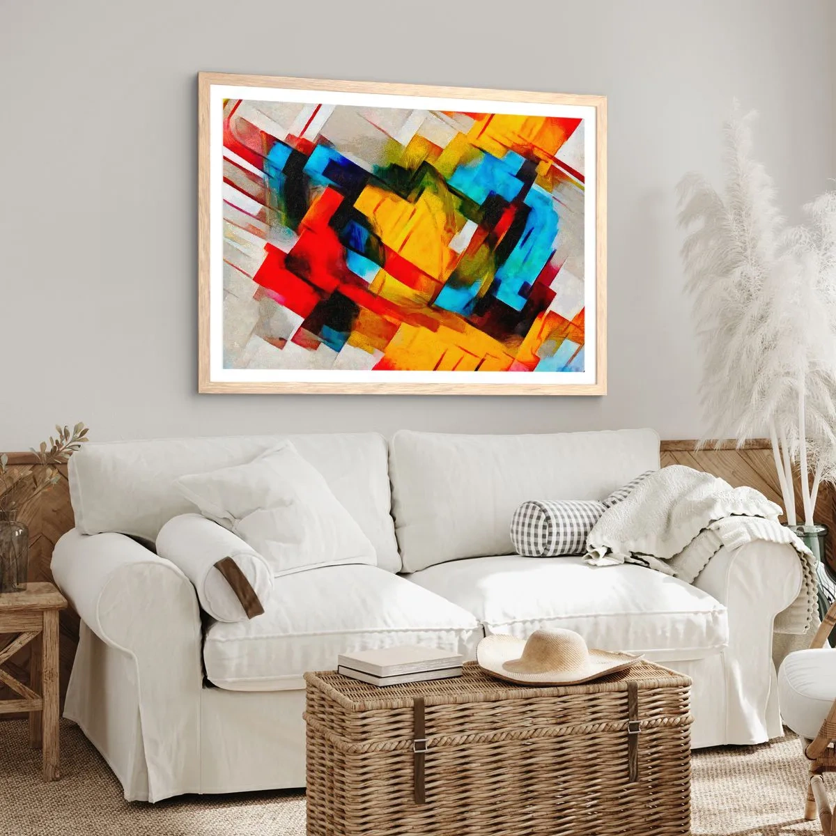 Poster in einem Rahmen aus heller Eiche - Ein bunter Interleaver - 50x40 cm