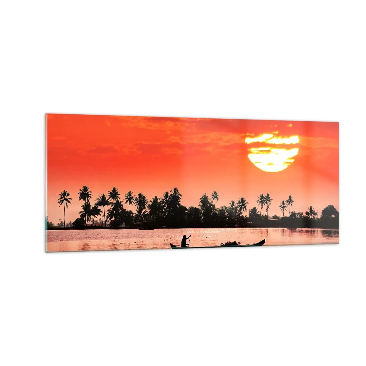 Glasbild - Bild auf glas - Die Ruhe der Tropen bei Sonnenuntergang - 100x40 cm