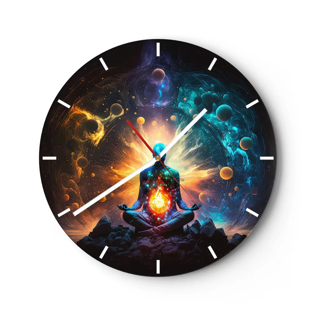 Wanduhr - Glasuhr - Kosmischer Frieden - 40x40 cm