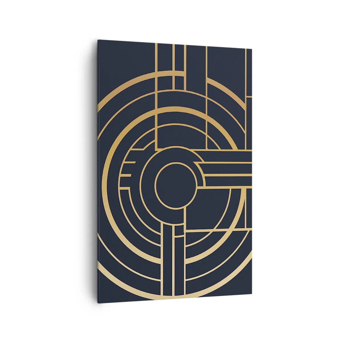 Bild auf Leinwand - Leinwandbild - Geometrisches Muster mit goldenen Linien - 80x120cm - Wendungen der Dinge - Moderne Wanddekoration für Wohnzimmer und Schlafzimmer ARTTOR