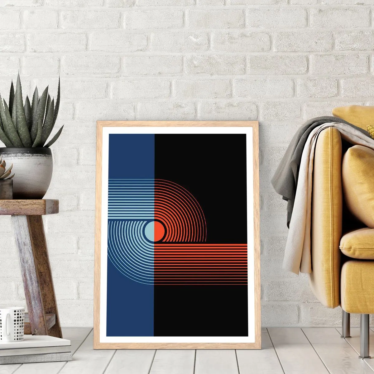 Poster in einem Rahmen aus heller Eiche - In einer geometrischen Umarmung - 70x100 cm