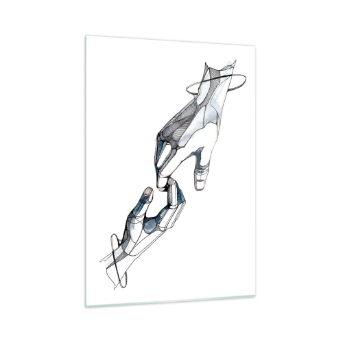 Glasbild - Bild auf glas - Künstlerische Darstellung zweier Hände im abstrakten Stil - 50x70cm - Eine gute Geste - Moderne Wanddekoration für Wohnzimmer und Schlafzimmer ARTTOR