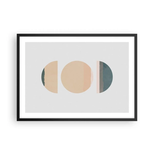 Poster in einem schwarzem Rahmen - Abstrakte geometrische Formen in Pastellfarben - 70x50cm - Ein Rad hinter dem anderen… - Moderne Wanddekoration für Wohnzimmer und Schlafzimmer ARTTOR