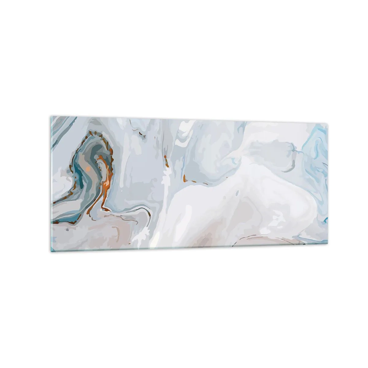 Glasbild - Bild auf glas - Abstrakte Wellen in Blau- und Weißtönen - 120x50cm - Das Weiß wird erhoben - Moderne Wanddekoration für Wohnzimmer und Schlafzimmer ARTTOR