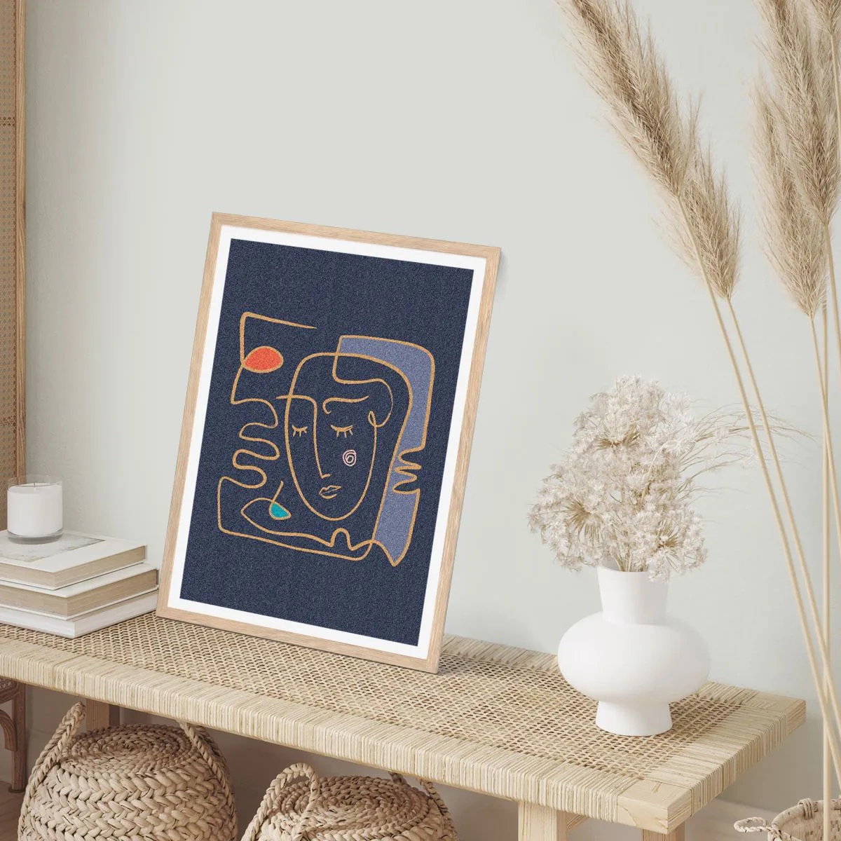 Poster in einem Rahmen aus heller Eiche - In Gedanken - 30x40 cm