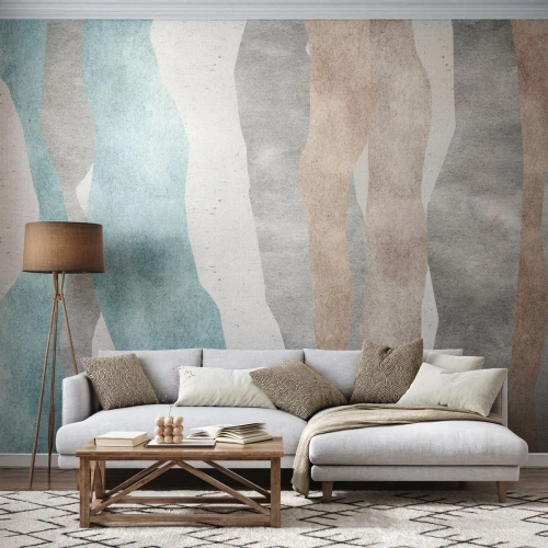 Fototapete Premium Canvas - Studie über Nähe - Pastell, Minimalistisch, Linien - 350x256 cm