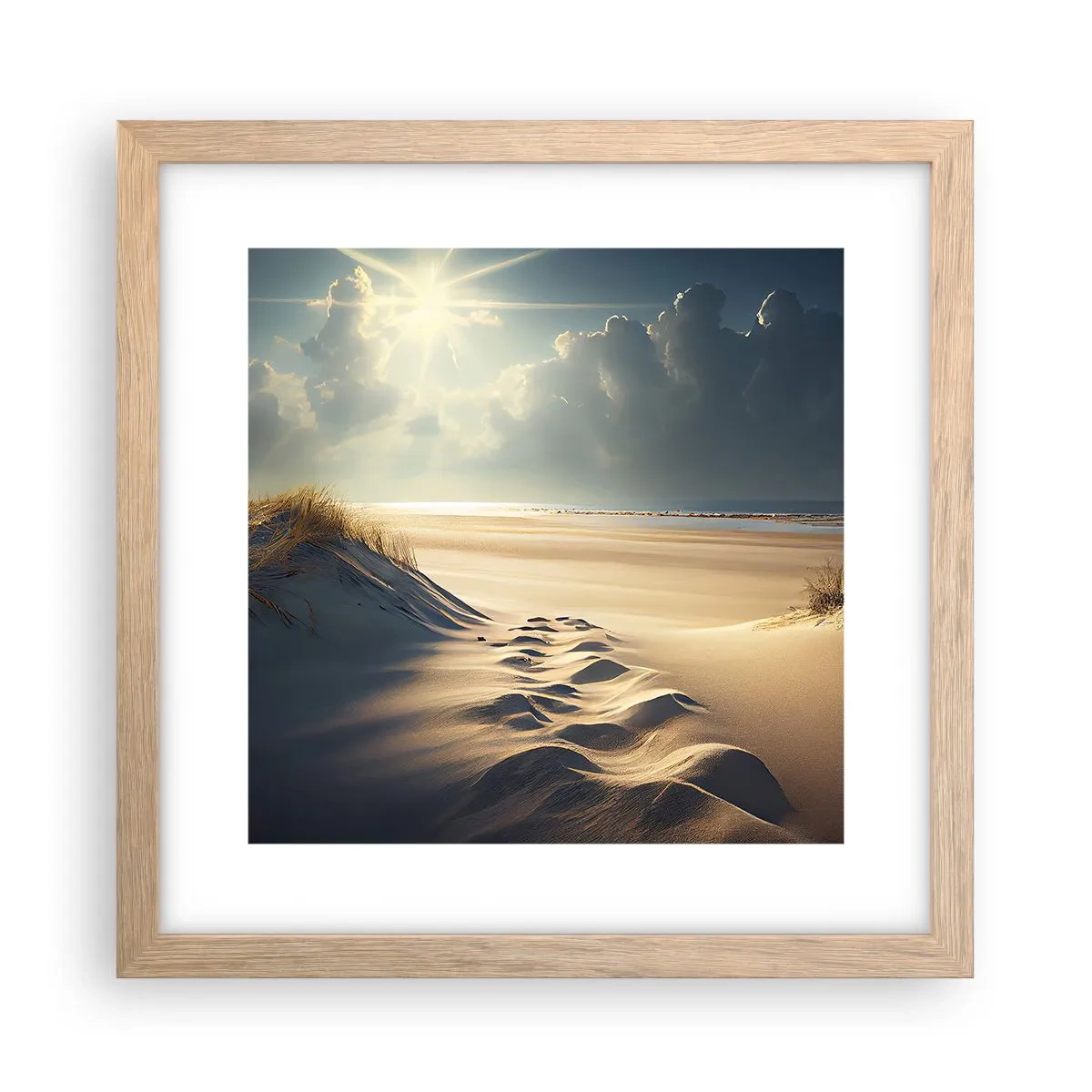 Poster in einem Rahmen aus heller Eiche - Beruhigende Landschaft - 30x30 cm