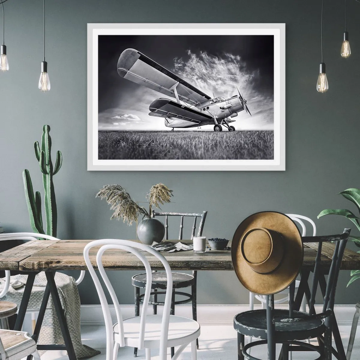 Poster in einem weißen Rahmen - Der geflügelte Wanderer - 40x30 cm