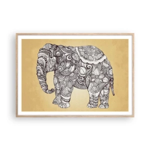 Poster in einem Rahmen aus heller Eiche - Elefant verhüllte sich - 100x70 cm