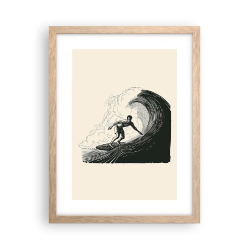 Poster in einem Rahmen aus heller Eiche - König der Welle - 30x40 cm