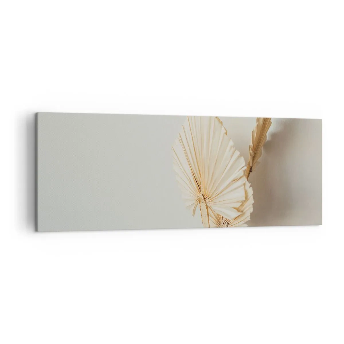 Bild auf Leinwand - Leinwandbild - Getrocknete Palmblätter in minimalistischem Arrangement - 140x50cm - Wenn Sie Erleichterung brauchen - Moderne Wanddekoration für Wohnzimmer und Schlafzimmer ARTTOR